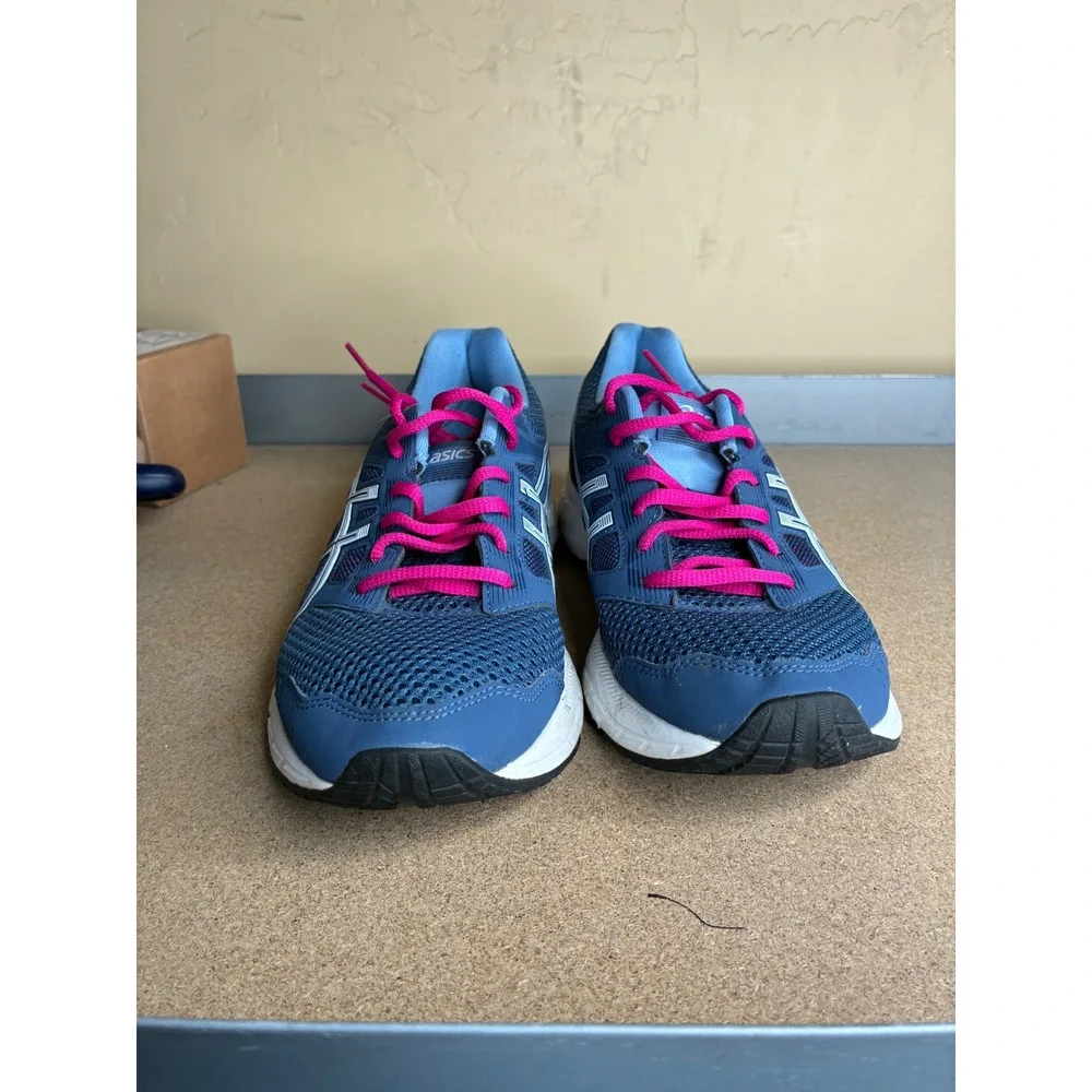 Asics Gel-Contend 5 Womens Blue Pink Running Shoes 1012A234 Size 8